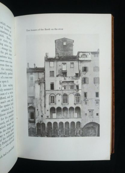photograph of The houses of the Bardi on the river in a 1908 Leather bound RAMOLA by George Eliot published by McClurg & Co