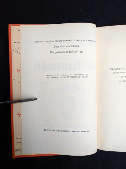 copyright page in a 1946 First American Edition copy of MAN-EATERS of Kumaon by Jim Corbett