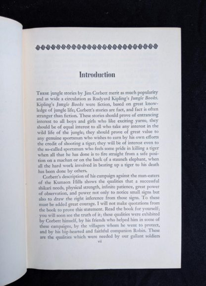 first page of the introduction in a 1946 First American Edition copy of MAN-EATERS of Kumaon by Jim Corbett