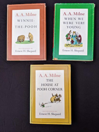 front covers of dustjackets on a Set of 3 Winnie-the-Pooh A. A. Milne books 1979 - 83