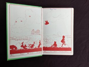 front pastedown and endpaper in a 1963 copy The House at Pooh Corner by A. A. Milne