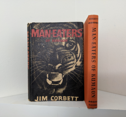spine view of a 1946 First American Edition of MAN-EATERS of Kumaon by Jim Corbett