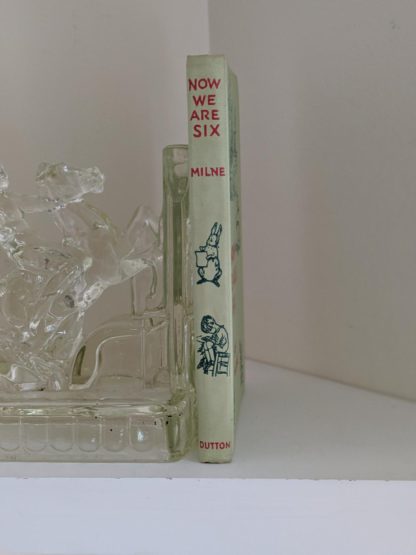 spine view of a 1950 copy of Now we Are Six by A. A. Milne. First Reissue Edition