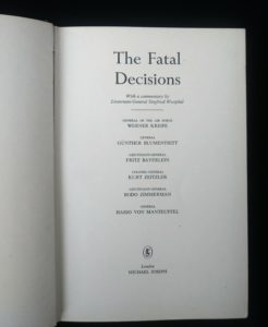 title page for a 1956 first edition copy of Six decisive battles of the Second World War from the viewpoint of the vanquished