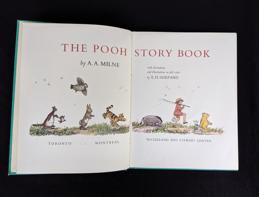 title page inside of a 1965 copy of The Pooh Story Book stated 1st Canadian Edition