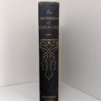 Spine view of The Decameron of Boccaccio by Giovanni Boccaccio. Published by The Bibliophilist Society circa 1930s