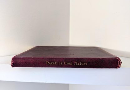 Spine view of a 1888 copy of Parables from Nature by Margaret Gatty -First and Second series in one volume