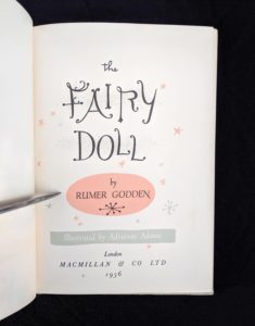 Title page in a 1956 copy of The Fairy Doll by Rumer Godden