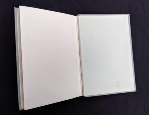back pastedown and endpaper in a 1904 copy of A Saxon Maid by Eliza F. Pollard. Published by Blackie & Son Ltd. London