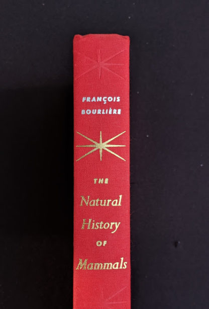 spine view on a 1954 First American Edition copy of The Natural History of Mammals by François Bourlière