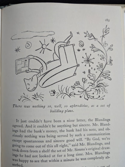 1946 first edition copy of Mr. Blandings Builds His Dream House by Eric Hodgins - illustration on page 183