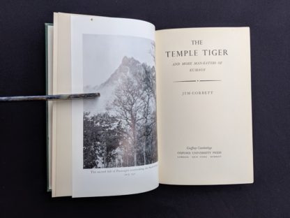 Title page in a 1954 copy of The Temple Tiger and More Man-Eaters of Kumaon by Jim Corbett - second impression