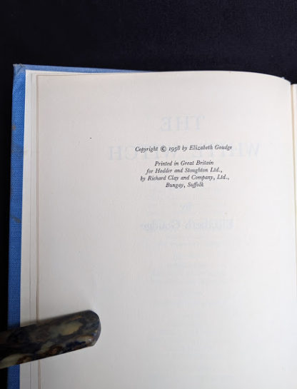 copyright page in a First Edition copy of The White Witch 1958 by Elizabeth Goudge published in London by Hodder & Stoughton