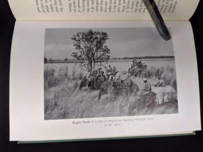 photograph with elephants in a 1954 copy of The Temple Tiger and More Man-Eaters of Kumaon by Jim Corbett - second impression