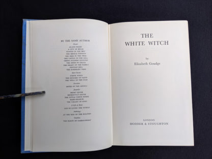 title page in a First Edition copy of The White Witch 1958 by Elizabeth Goudge published in London by Hodder & Stoughton