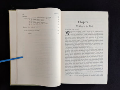 Contents page 4 and Chapter 1 inside a 1951 copy of The Golden Bough - A Study in Magic and Religion