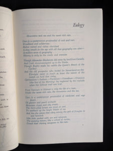 Eulogy pg 1 of 3 in a 1958 first edition copy of British Columbia -A Centennial Anthology