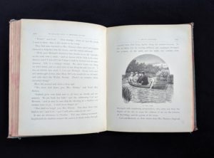 an illustration titled -In the Park - in a 1886 copy of A Brave Struggle - The Orphanes Inheritance by John S. Locke published by McLoughlin Brothers
