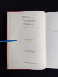 copyright page in a 1954 copy of Red Fairy Book by Andrew Lang