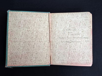 front pastedown and endpaper in a 1886 A Brave Struggle - The Orphanes Inheritance by John S. Locke published by McLoughlin Brothers