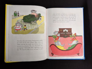 illustration of Hutchibombotar sprinkling the streets with his motor car