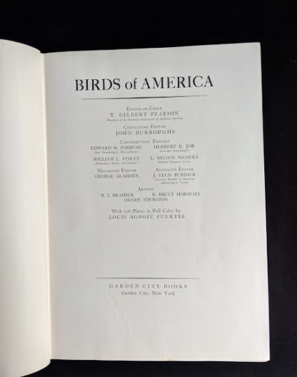 title page in a 1936 copy of BIRDS OF AMERICA with 106 Color Plates published by Doubleday & Company