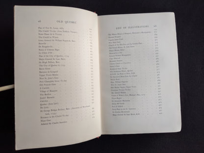 List of Illustrations pages 2 and 3 in a 1904 copy of Old Quebec - The Fortress of New France by Gilbert Parker and Claude G Bryan