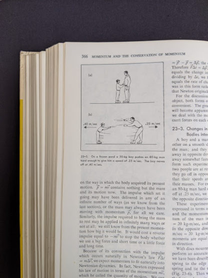 Momentum and conservation of momentum in a 1960 copy of Physics - Physical Science Study Committee - First Edition