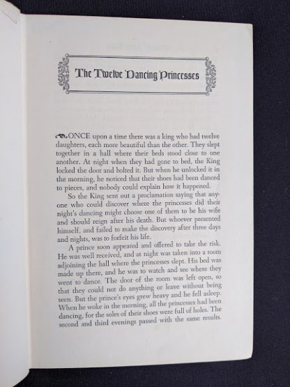 The twelve dancing princesses chapter inside a 1945 Grimms Fairy Tales By the Brothers Grimm published by Grosset & Dunlap