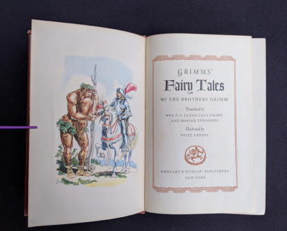 Title page inside a 1945 Grimms Fairy Tales By the Brothers Grimm published by Grosset & Dunlap