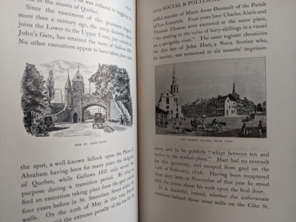 illustration of St Loius Gate and Old Market Square in a 1904 copy of Old Quebec - The Fortress of New France by Gilbert Parker and Claude G Bryan