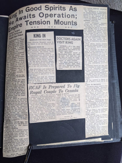 Antique newspaper articles about the royal family