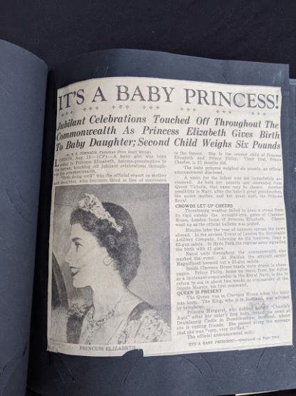 Birth announcement for Princess Elizabeths baby daughter