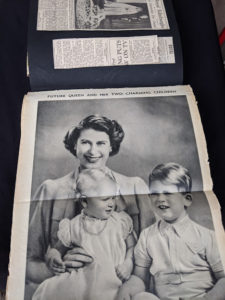 family photo of Princess Elizabeth with her husband and small children Charles and Anne