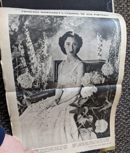 Princess Margarets Coming of Age Portraite inside a Vintage Souvenir Book Full of early article pictures of Queen Elizabeth