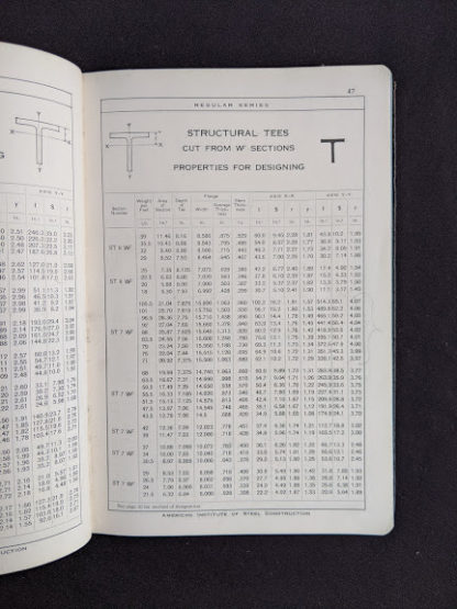 Structural Tees in a 1941 copy of Steel Construction published by American Institute Of Steel Construction- third edition - fourth printing