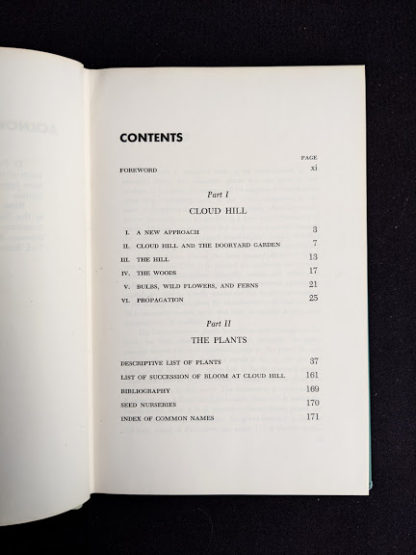 Table of Contents in a 1959 copy of Rock Garden Plants - New Ways to Use Then Around Your Home by Doretta Klaber