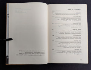 Table of Contents pg 1 of 2 inside a 1958 first edition copy of KLONDIKE - The Life and Death of the Last Great Gold Rush by Pierre Berton