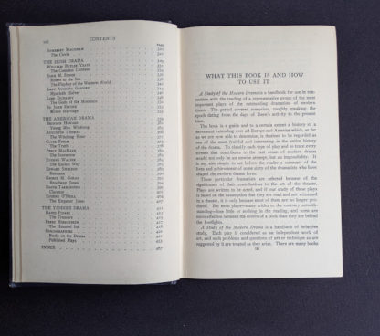 Table of contents page 3 of 3 inside a 1925 copy of A Study of Modern Drama by Barrett H Clark - First Edition