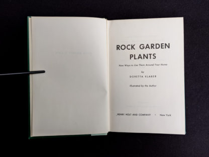 Title page in a 1959 copy of Rock Garden Plants - New Ways to Use Then Around Your Home by Doretta Klaber