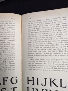partial seam split up close in a 1926 copy of Master Book 1 - Beginning the Use of Tools and Materials Published by Lewis E Myers & Company