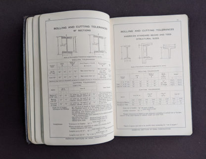 rolling and cutting tolerances in a 1941 copy of Steel Construction published by American Institute Of Steel Construction- third edition - fourth printing