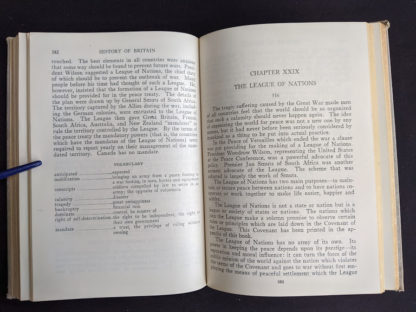 Chapter about the League of Nations in a 1937 copy of A History of Britain by H. B. King - macmillan company of canada ltd
