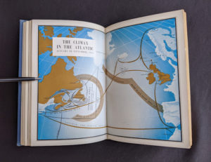 Colour image inside a 1950 copy of The Far Distant Ships an official account of Canadian naval ships in WW II -1st Edition