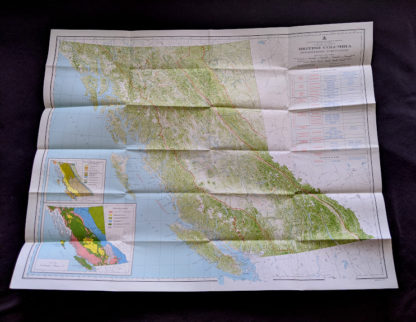 Large map inside a 1964 copy of Landforms of British Columbia - A Physiographical Outline by Stuart S. Holland