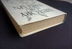 Top corner edge on a 1937 copy of A History of Britain by H. B. King - macmillan company of canada ltd