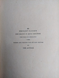 dedication inside a copy of To Greenland and the Pole by Gordon Staples - 1890s circa