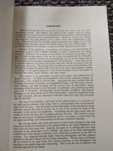 forward inside a 1964 copy of Landforms of British Columbia - A Physiographical Outline by Stuart S. Holland