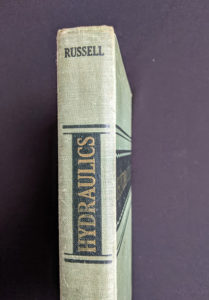 1948 Hydraulics by George Russell - 5th edition - top of spine up close