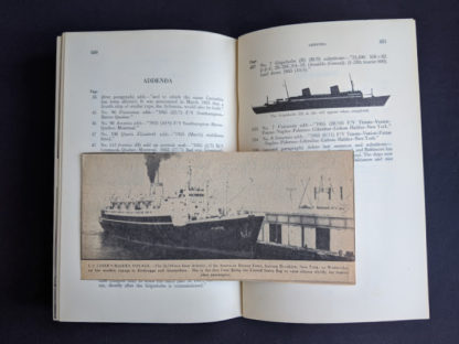 Addenda inside a 1955 copy of North Atlantic Seaway - an illustrated history of the passenger services linking the old world with the new